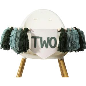Greenery 2nd Birthday High Chair Banner - Nature Highchair Banner, Two Wild Party Banner, Tassel Bunting