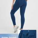 baleaf Workout Leggings for Women with Pockets Drawstring Tummy Control Scrunch Butt 7/8 Ankle Petite Yoga Pants Running (Blue, L)