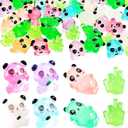 28Pcs Luminous Mini Resin Panda Figurines Cute Miniature Panda Figurines with 6 Bamboos, Glow in The Dark Mini Panda Bamboo Bulk for Cake Toppers Fairy Garden Accessories Aquarium Decor