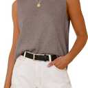 BTFBM Women's Sleeveless Sweater Vest 2025 Summer Crew Neck Ribbed Knit Lightweight Pullover Casual Loose Fit Tank Tops (Medium, Apricot Khaki)