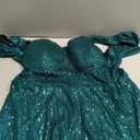 Dasmzper Sparkly V-Neck Sequin Mini Dress for Women Night Out Cocktail Sweetheart Neck Cap Sleeve A-Line Short Dress (Green, XXL)