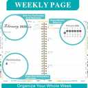 2 x Daily Planner 2025-2006, Weekly & Monthly Planner,July 2025 - June 2026 Day Planner, 6.2 x 8.25 Flexible CoverWirebound Note Pages with Monthly Tab, Back Pocket, Premium Paper,(Flower B09)