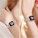 Compatible with Apple Watch Band 38mm 40mm 41mm 42mm 44mm 45mm 46mm, Women Bling Jewelry Bands with Tempered Glass Screen Protector Case, Shiny Strap for iWatch Series 11/10/9/8/7/6/5/4/3/2/1/SE