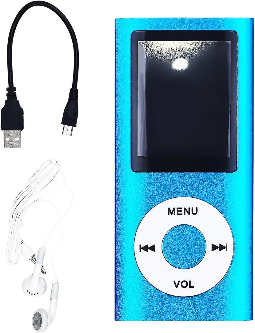 MP3 Player,Portable Multifunctional MP3 Digital Music Player,1.8 Inch LCD Music-Player with Earphone,Build-in Photo/Video Play/FM Radio/Voice Recorder/E-Book Reader(Memory Card Not Included)-Blue