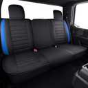 YIERTAI Truck Seat Covers Compatible with Ford F150 for 2009-2025 2026 F-150 2017-2025 2026 F250 F350 F450 Supercab Crew Cab Super Duty XLT Supercrew Waterproof Leather(5 PCS Full Set/Black-Blue)