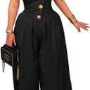 Womens Cargo Jumpsuit Sexy Strapless One Piece Outfit Off Shoulder Top Ruched Wide Leg Rompers Overalls Medium