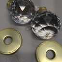 2 Pack Crystal Glass Dummy Door Knobs, Inactive Round Half-Dummy Door Knob Set, Single Side, Satin Brass