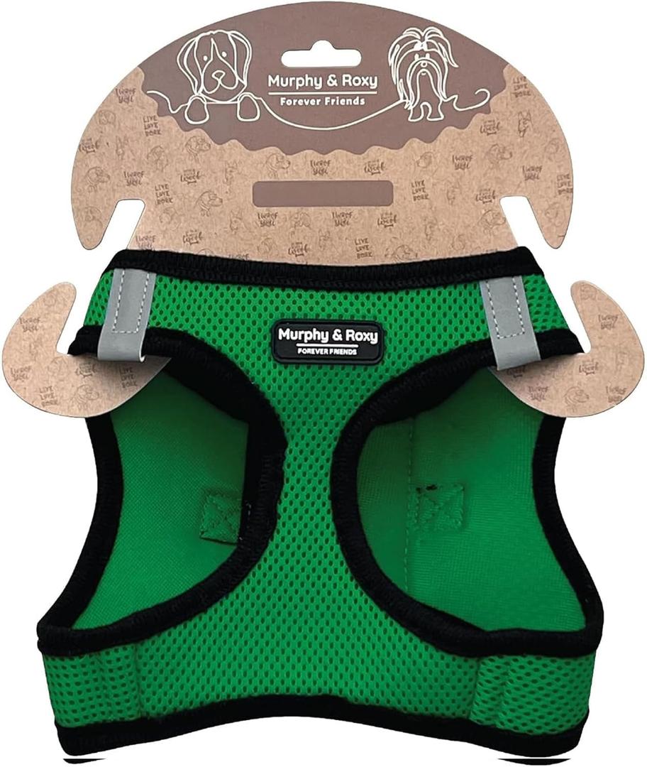 Murphy & Roxy No-Pull Dog Harness  Adjustable Vest Harness with Reflective Trim for Small to Medium Dog Breeds  Heavy-Duty and Comfortable for Walking, Training for Pets, Green (Size S)