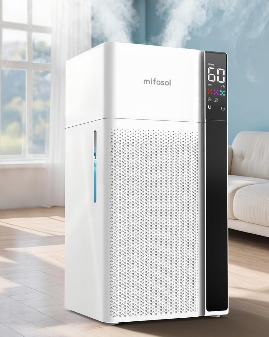mifasol Humidifier Large Room Home Bedroom, 5.3Gal/20L Warm and Cool Mist Humidifiers, Quickly & Evenly Humidify Larger Areas,Dual Mist Nozzles and Atomizers, Plant/Commercial/Greenhouse/Office, White