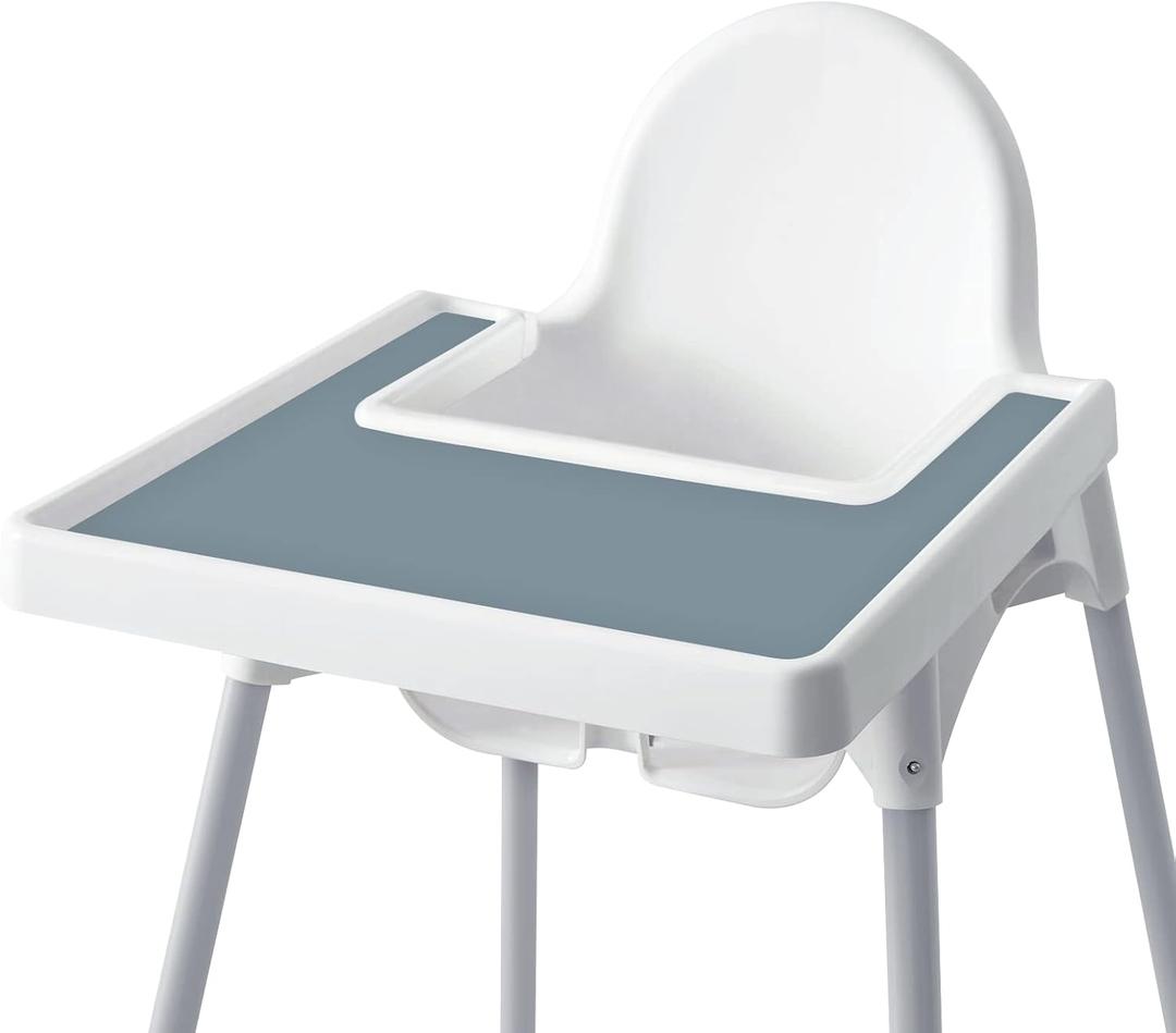 High Chair Placemat for IKEA Antilop Baby High Chair, Silicone Placemats, High Chair Tray Finger Foods Placemat for Boys and Girls, Babies, Toddlers (Ether)