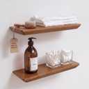 Floating Shelves for Wall - Solid Pine Wood Wall Shelf - Bathroom Shelves -Wall Shelves for Bedroom Living Room - Floating Shelf for Wall Mounted Shelves -16x6.7x1.2 inch- Set of 2 (Walnut Color)
