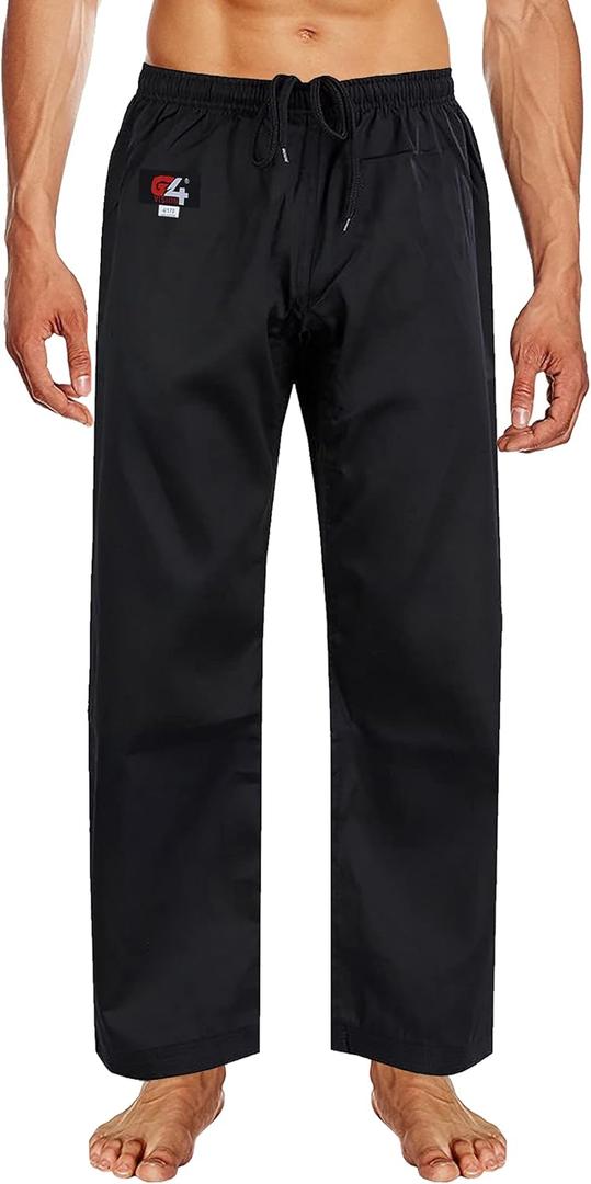 G4 VISION Karate Trousers Martial Arts Karate Pants Student Cotton GI Aikido Kids Pant Kung Fu Adults Kimono Trousers (Small, Black)