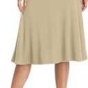 Urban CoCo Women's Ruched High Waist Knee Length Jersey A-Line Stretchy Flared Casual Skirt
M