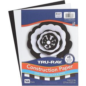 Tru-Ray 9-inch x 12-inch Construction Paper, Black/White, 144 Sheets/Pack (P6676)
