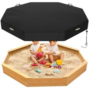 Yexcend Octagon Sandbox Cover, 420D Oxford Cloth Waterproof Outdoor Sand Box Cover for Kids, Protect Sandbox Sand and Toys(Black,84" X 78" X 9")