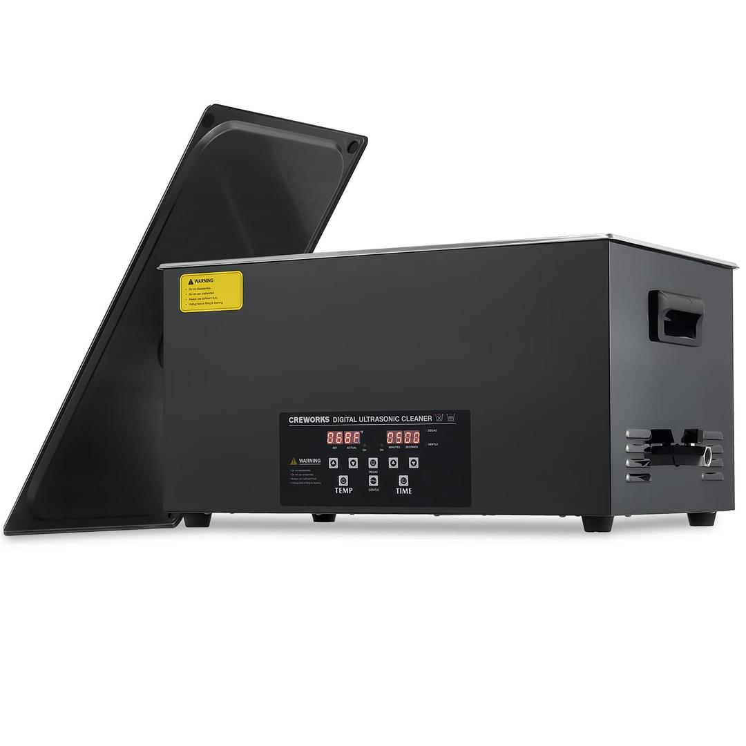 CREWORKS 22L Digital Ultrasonic Cleaning Machine with Degas and Gentle Mode, 480W Ultrasonic Cleaner Machine with Heater and Timer, 5.8 gal Ultrasound Cleaner for Retainer Watch Auto Tool Machine Part