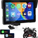 HD IPS Touch Screen Portable Wireless Apple Carplay Screen for Motorcycle&Wireless Android Auto GPS Navigation for Motorcycle,Car Play with Dual Bluetooth Waterproof,Siri,7Inch for Motorbike METEESER