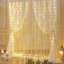 Champagne Sheer Curtains with Lights String Tulle Curtain for Living Room Bedroom Parites Wedding Birthday Decorations 2 Panels 60" W84 L