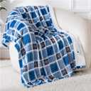 Electric Blanket Heated Throw, 50" x 60" Heated Blanket with 8 Heat Levels & 8 Hours Auto Off, Fast Heating Machine Washable Blankets with ETL & FCC Certification, Blue Plaid