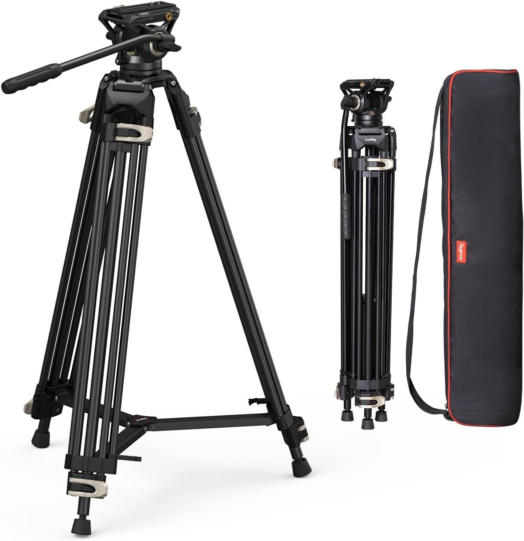 SmallRig AD-01 Video Tripod, 73" Heavy Duty Tripod with 360 Degree Fluid Head and Quick Release Plate for DSLR, Camcorder, Cameras 3751