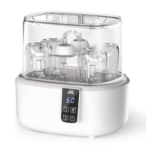 Bottle Cleaner and Dryer, Fast Electric Steam Dryer for Baby Bottles Pacifier Breast Pump, Baby Bottle Steam Dryer, Dries Faster Large Capacity Holds 6 Bottles, LED Display Auto-Off Baby Bottle Washer
