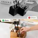 Yofidra Kitchen Utensil Holder with Stone Drying Mats, 4 Compartments Corner Utensil Holder for Kitchen Countertop, Extra Large Silverware Organizer (Wood Color)