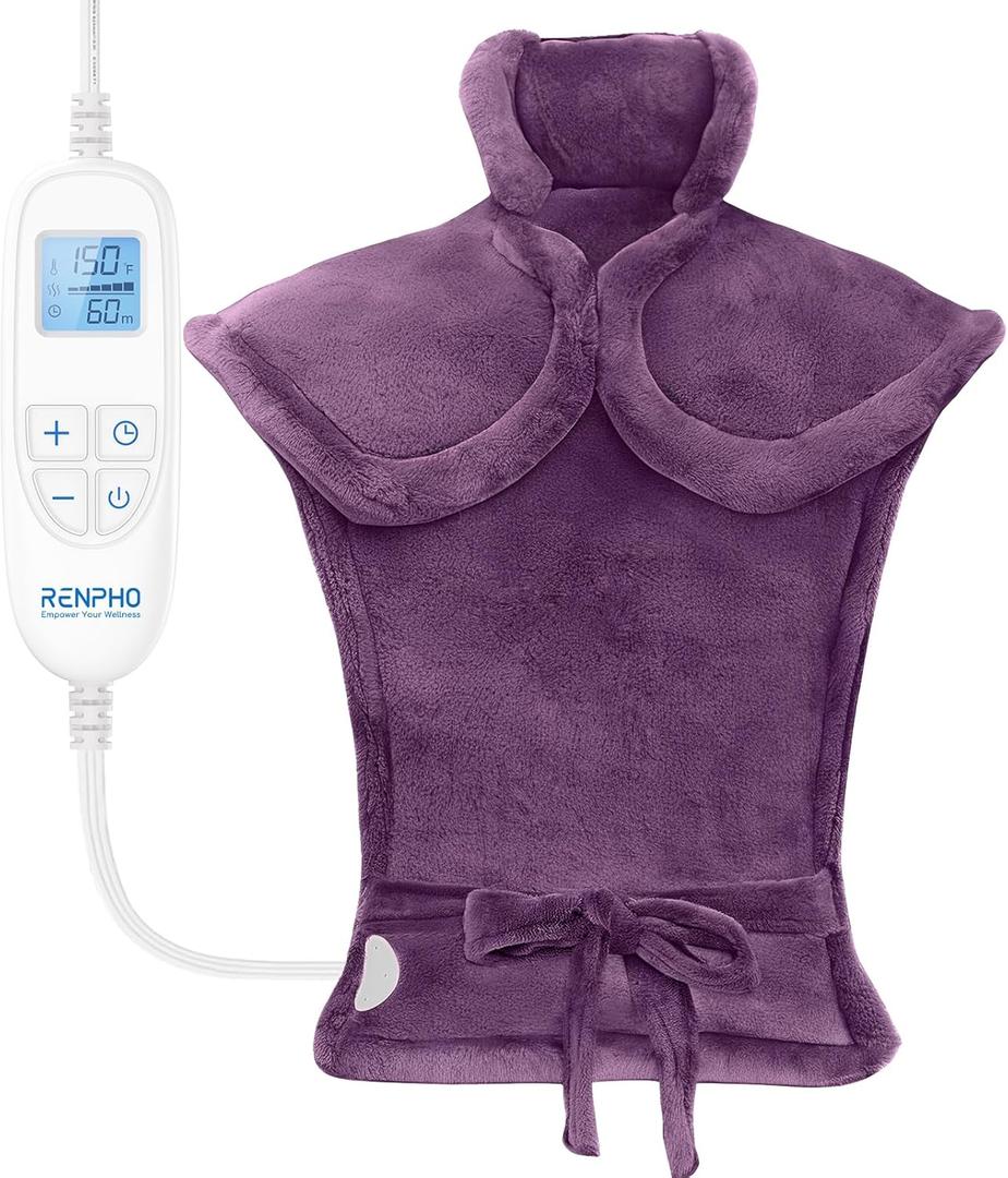RENPHO Heating Pad for Neck and Shoulders and Back Pain Relief, Fathers Day Dad Gifts & Birthday Gifts for Mom Wife Women, FSA HSA Eligible Heat Pad, Fast Heating, ETL Certified, 24"x33", Purple