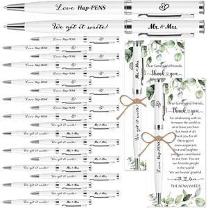 Affrolling 50 Sets Wedding Favors for Guests Bulk Retractable Ballpoint Pen Thank You Cards with Hemp Rope Bridal Shower Gift for Guest Wedding Souvenirs Newlyweds Party Supplies