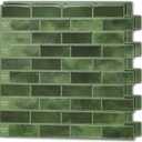 Art3d 10-Sheet Kitchen Backsplash Tiles Peel and Stick, Self Adhesive Wall Tile Sticker for Kitchen Island Bathroom Laundry Room RV Renter 12" x 12" - Jade Green