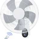 Mirdred Wall Mount Fan, 16 Inch 5 Blades 5 Speeds Wall Fan with Remote Control, 90 Degree 8 Hour Timer Oscillating Fans for Bedroom Home Kitchen (Dark White)