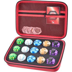 Toy Organizer Storage Case Compatible with Bakugan Figures, BakuCores and Armored Alliance, Geogan Rising Battle Action Figure (Red+Inside Black Foam)