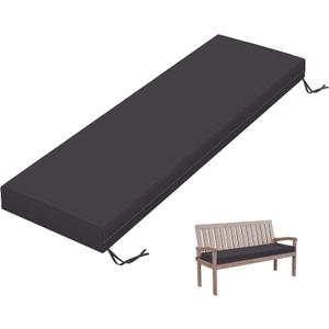 Outdoor Bench Cushion 60 X 18 X 3.5 Inch Thick Waterproof Patio Furniture Cushions, Patio Porch Swing Replacement Seat Pad with Tie Straps and Anti-Slip, for Backyard Garden, Grey