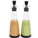 2 Packs Glass Salad Dressing Bottles, Leak-Proof Oil Dispenser for Kitchen, High Borosilicate Glass Sauce Bottles with Non-Slip Base for Salad, Cooking, and Condiments