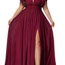 VOUIAO Women's Plus Size Bridesmaid Dresses Chiffon Wedding Guest Summer Maxi Dress Elegant Prom Evening Party Cocktail Gown Burgundy 2XL