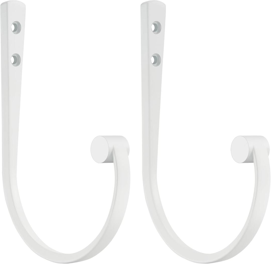 Curtain Holdbacks 2Pcs,Matte White Barrel Zinc Alloy Curtain Tiebacks,Wall Mounted Curtain Holders for Drapes.