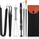 Keyboard Remover Tool Kit-6-Piece Set, Keycap Puller, Switch Puller, Lubricating Pen, Cleaning Brush, Tweezers, 4-Jaw Gripper, and Key Cap Puller for Mechanical Keyboards with Black Felt Bag