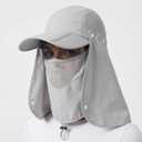 Foldable Baseball Cap with Detachable Neck Flap and Face Cover Portable Sun Hat Fishing Hats for Men Women