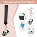 Wristlet Keychain Wallets for Women RFID Blocking Credit Card Holder Small Zipper Coin Purse Change Pouch with ID Window and Detachable Wrist Strap Khaki Black Checkered