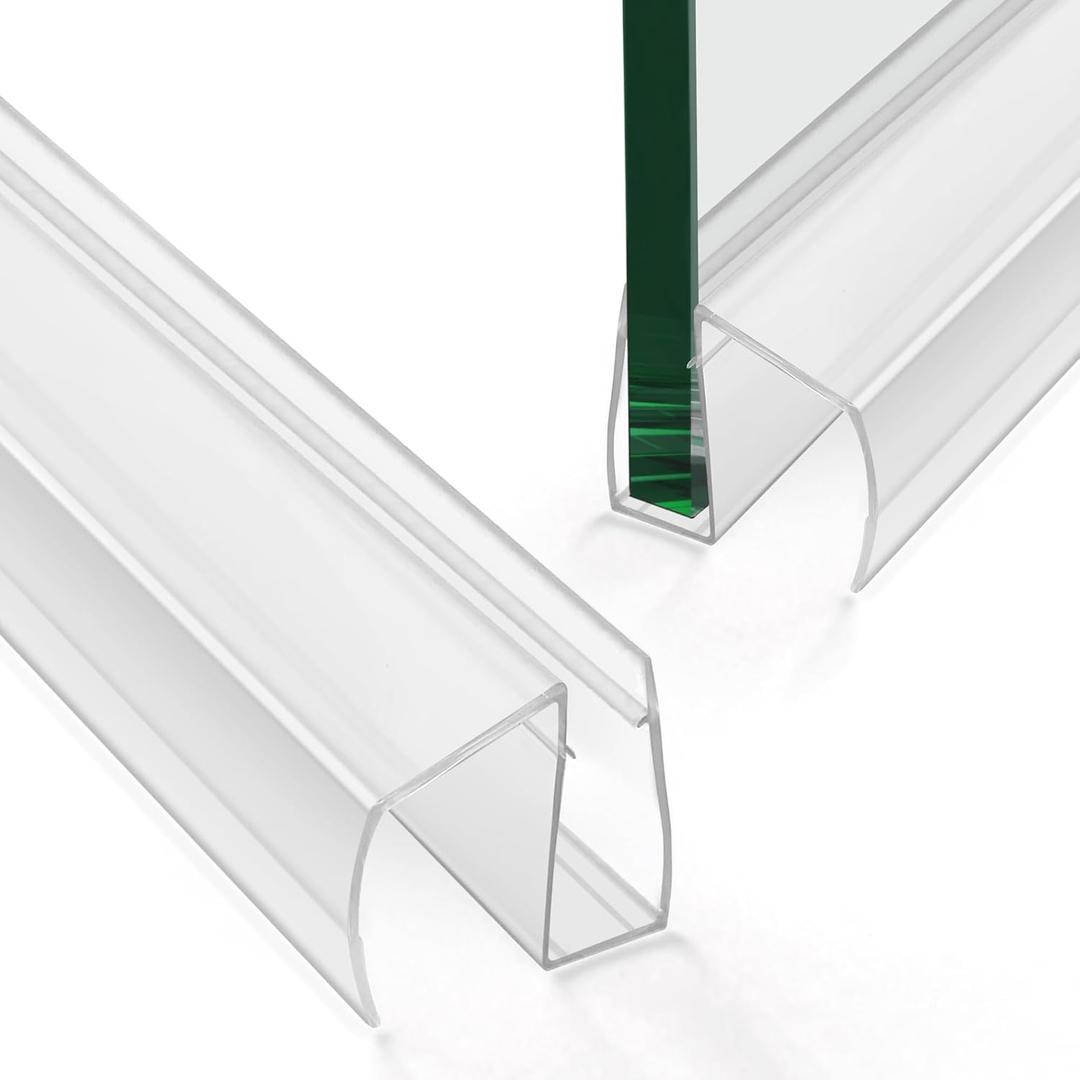 Bathroom Shower Glass Door Bottom Seal Strips, Length 36 Inch 2PCS Transparent PVC Door Bottom Seall Strips for 5/16" (8MM) Thick Framless Glass Panel