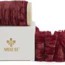 MEEDEE Rust Red Velvet Ribbon 2 Inch Vintage Frayed Ribbons 2 Rolls 4 Yards Crinkle Rust Ribbons Silk Velvet Ribbon for Christmas Tree, Gift Wrapping, Holiday Decor, Wedding Favors