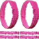 GORGECRAFT 12PCS Sequin Headband Elastic Glow Stretch Sparkle Glitter Fashion Adjustable Hair Band Accessories Set for Women Sports Dance Party Teams Store(Deep Pink)