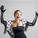 SATINIOR Women's Carnival Halloween Costume Elastic Spandex Shiny Wet Long Gloves and Thigh High Stockings (Black)