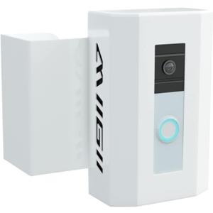 Anti-Theft Ring Doorbell Mount, Adjustable No-Drill Stainless steel Mounting Bracket Cover Holder Compatible with Ring Doorbell 4/3/2/1 for Home Rentals Office Room, White