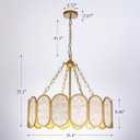 Wellmet Gold Drum Chandelier Coastal, Natural Capiz Shell Chandeliers for Living Room, Round Boho Lighting Fixture Ceiling Hanging for Dining Room, Bedroom, Kitchen Island, Foyer
