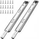 1 Pair 34 Inch 260 Lb Capacity Heavy Duty Drawer Slides(with Stainless Screws),Side Mount Undermount Full Extension 3 Fold Ball Bearing Stainless Steel Hardware Drawer Rails