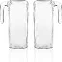 Bormioli Rocco Frigoverre Jug With Airtight Lids Set of 2 Glass Pitchers With Hermetic Sealing, Easy Pour Spout with Handle –For Water, Juice, Iced Coffee & Iced Tea. (39 Ounce = Set of 2)