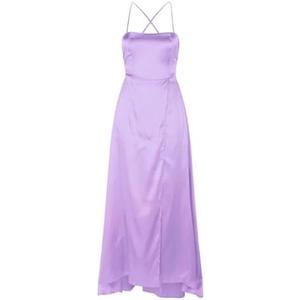 Women's Long Prom Gown Featuring Pocketsshoulder Design, Delicate Strapssatin Slip Dress Ideal for Evening Dinners (Purple B, Small)