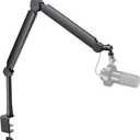 FIFINE Mic Boom Arm, Microphone Stand with Cable Management Channels, Extension Tube, Desk Clamp, Thread Adapter, Fully Adjustable Metal-Built Podcast Mic Arm for Streaming Gaming Recording-BM66T (BM66T BlackWith Extension Tube))