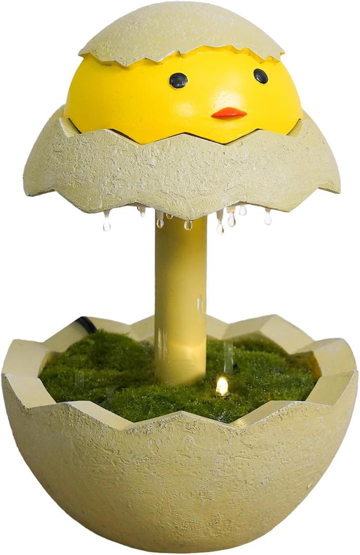 Tabletop Water Fountain for Kids Egg and Chick Themed Raindrop Indoor Fountain Children Humidifier for Desk Water Fountain Diffuser for Relaxation Humidification Meditation(Egg)