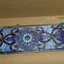 Yogoart Extra Large Horizontal Blue Victorian Stained Glass Window Panels Hanging Transom Window Panels (30" X 10")